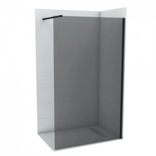Tuš stijena WALK IN COPEN MONTE DARK 800x2000 crni mat okvir 8 mm sivo staklo