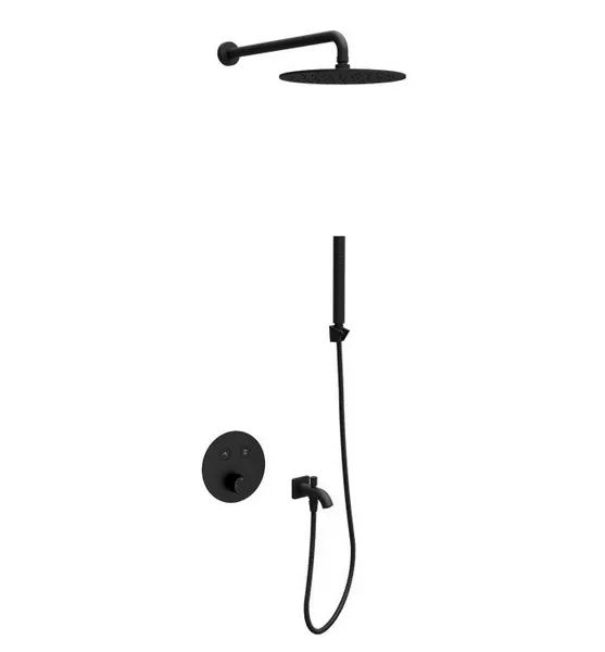 Termostatski set COPEN round matt black 2