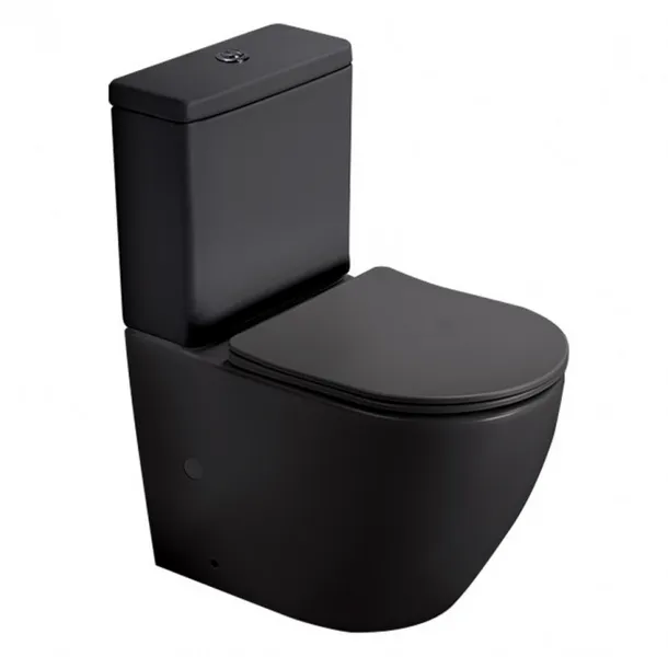 Monoblok PERLA rimless mat crni s duroplast soft close wc daskom vario