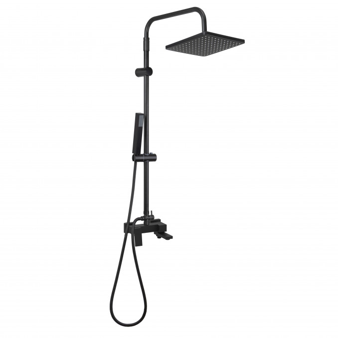 Miješalica za tuš s ispustom MINOTTI QUADRA NEW s uspon. tušem ruža 250x250 crna