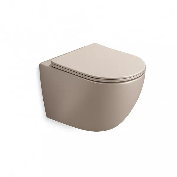 WC školjka viseća PERLA compact cappuccino rimless s duroplast SC wc daskom